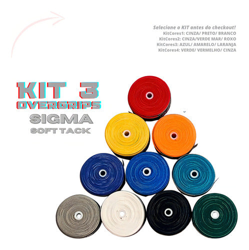 Kit 3 Overgrips Sigma Tackysoft Surface P/ Esporte C/raquete