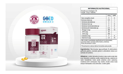 Ômega 3 Dhaox Puro Pote Com 60 Cápsulas 350g Yosen Sabor Sem sabor