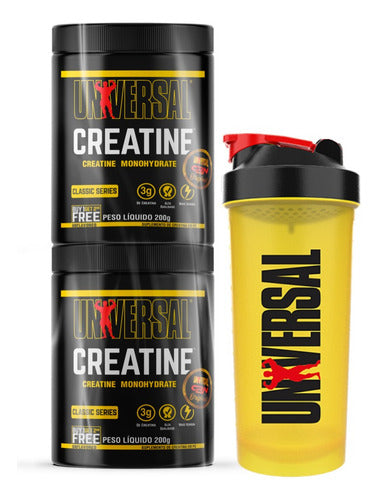 Combo Creatina Universal 200g 200g Universal Nutrition Sabor Sem Sabor Coqueteleira