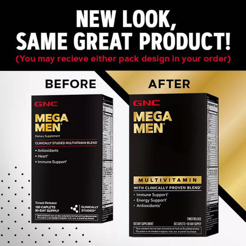 Suplemento Multivitamínico Mega Men GNC Pote com 180 Cápsulas