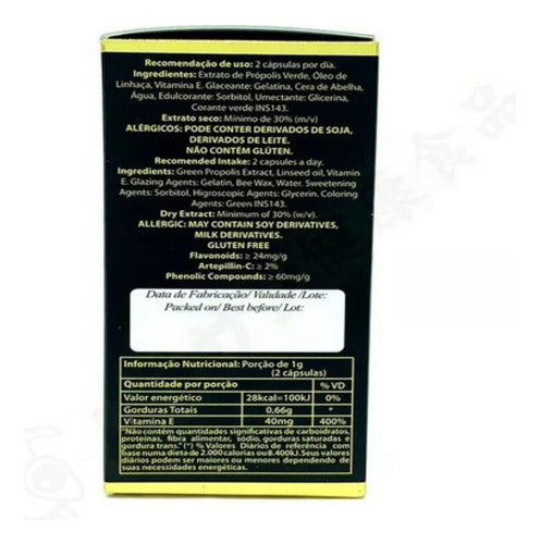 Extrato De Propolis Em Cápsulas Mn Própolis Com 60 Cápsulas 500Mg Ouro Brasil 100% Nacional Suplemento Saudável Natural Eficiente para Melhorar Imunidade