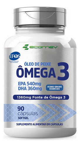 Pote Ecomev Omega 3 1360mg Ultra Concentrado Epa Dha Selo Pureza Ifos 90cáps Sem Sabor