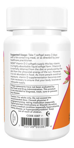 Vitamina D3 10000 Ui 120 Softgels Now Foods Sabor Neutro
