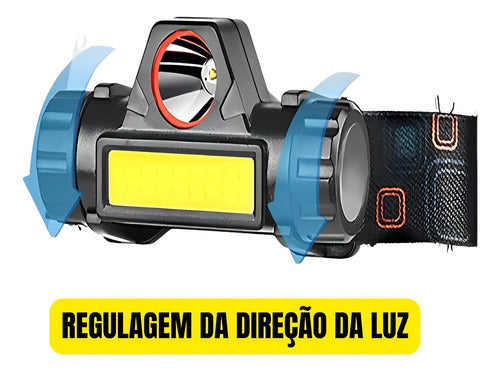 Lanterna De Cabeça Ajustável Recarregável Led Forte Resistente Água Cor da luz Branca Com Imã Led T6 + 1 Led