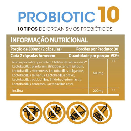 Suplemento Em Cápsulas Probiotic Nutrivitalle Probióticos Sem Sabor
