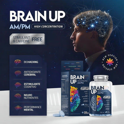 Nootrópico Brain Up Am/pm 60 Tabletes True Source Sabor Sem sabor