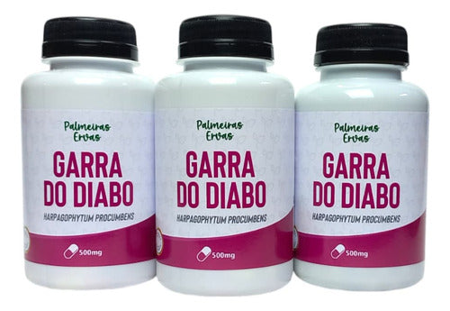 Garra Do Diabo Kit 300 Cápsulas 500 Mg 3x Potes Garra D Sabor Natural Original 3 Frascos Legítimo Harpagophytum Procumbens