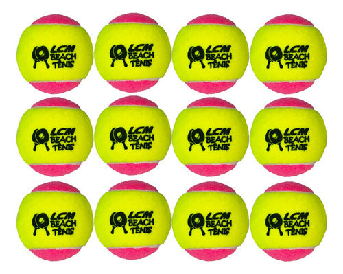 Kit Com 12 Bolas Oficiais De Beach Tênis Lcm - Rosa