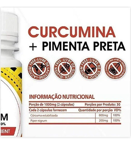 Suplemento en cápsula Sunfood Curcumina e pimenta preta