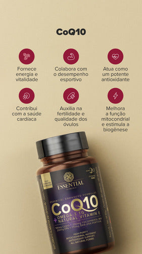 Coq10 + Ômega 3tg + Vitamina E 60 Caps - Essential Nutrition Sabor Sem sabor