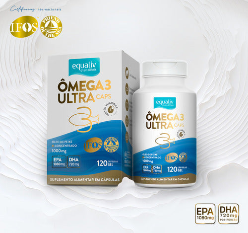 Ômega 3 Ultra Caps 1000mg - Concentrado 120 Caps - Equaliv Sabor Neutro
