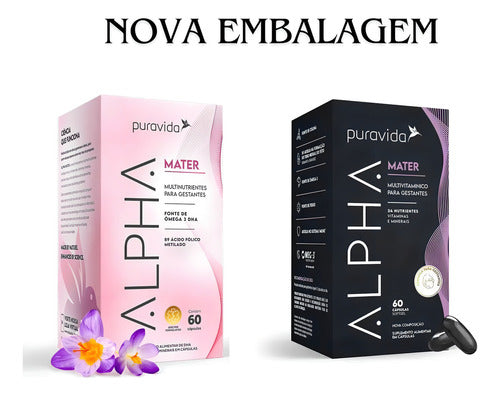 Puravida Alpha Mater Multinutrientes para Gestantes Ômega3 Dha 60u