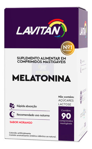 Melatonina Lavitan Sabor Morango 90 Caps Dormir Bem