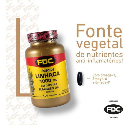 Óleo De Linhaça Dourada 1000mg Fdc Flaxseed Oil C/ Lignanas