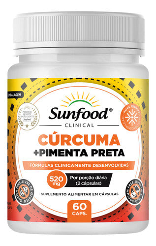 Curcuma + Pimenta Negra 520 Mg 60 Caps. Sunfood Sabor Sem sabor
