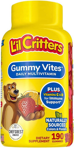 Multivitamínico Lil Critters Gummy Vites - Vitamina C imune para meninos/meninas com zinco e vitamina D