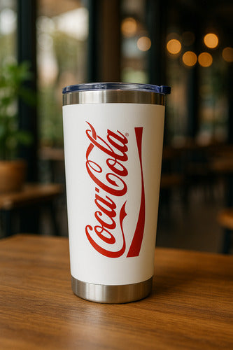 Copo Térmico Oficial Tampa Coca Cola 500ml Branco Hauskraft