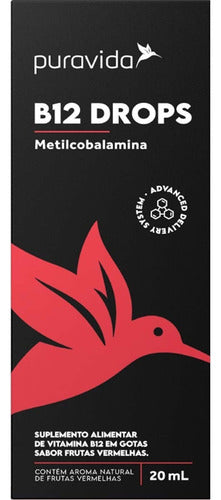 B12 Drops Metilcobalamina 20ml Sabor Frutas Vermelhas Puravida