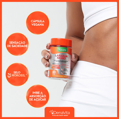 Laranja Moro + Cromo + Café Verde - Denavita Sabor Extrato De Laranja Moro 30 Cápsulas