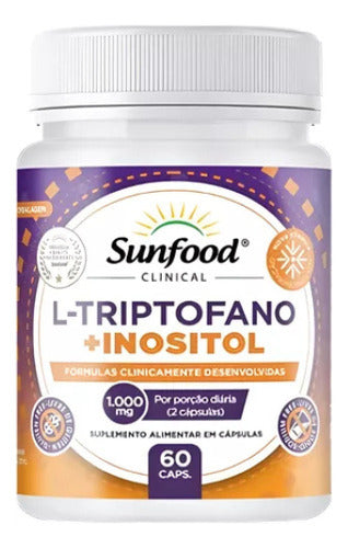 L Triptófano + Inositol 1000mg 60 Cápsulas Sunfood Sabor Sem Sabor