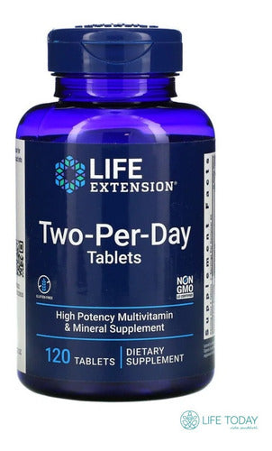 Multivitamínico Two Per Day 120 Tablets Life Extension Sabor Sem sabor