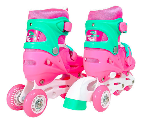 Patins Infantil Triline Inline Com Kit Proteção 30-33 Rosa
