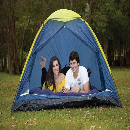 Barraca Tenda Camping Iglu 4 Pessoas Azul Completa C/ Bolsa