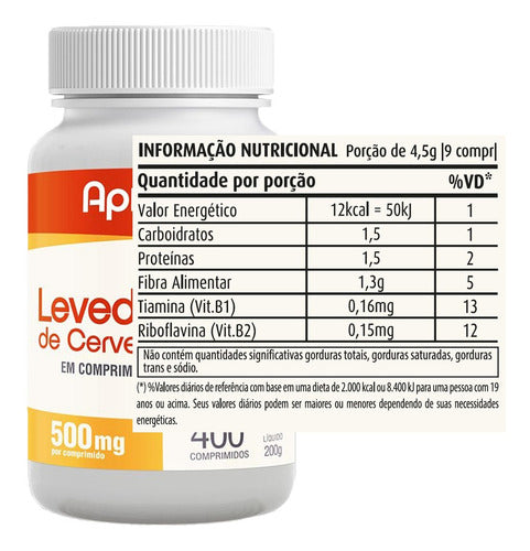 Levedo De Cerveja 400 Comprimidos - Apisnutri