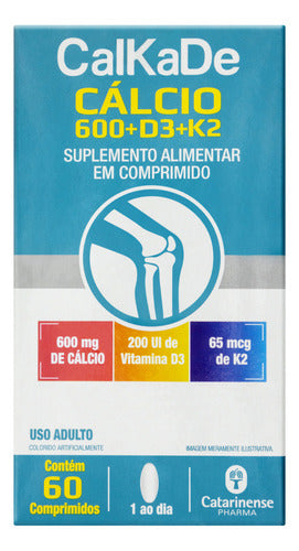 CalkaDe Cálcio + Vitamina D3 + k2 Catarinense 60 Comprimidos