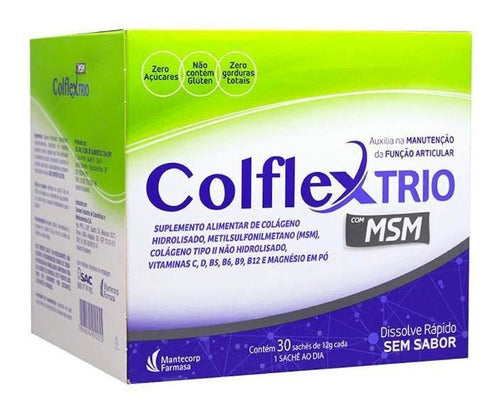 Colflex Mantecorp Trio Com Msm Colágeno Sem Sabor 30 Saches