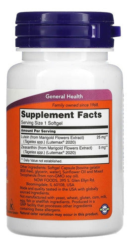 Luteína & Zeaxantina 60 Softgels - Now Foods - Sabor Sem sabor
