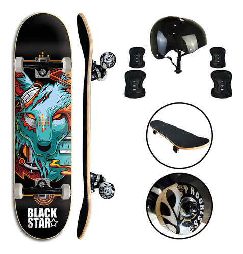 Skate Montado Com Kit Proteção Para Crianças