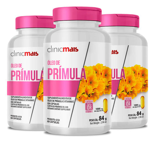 Kit 3 Óleo de Prímula 1000mg ClinicMais 60 Cápsulas