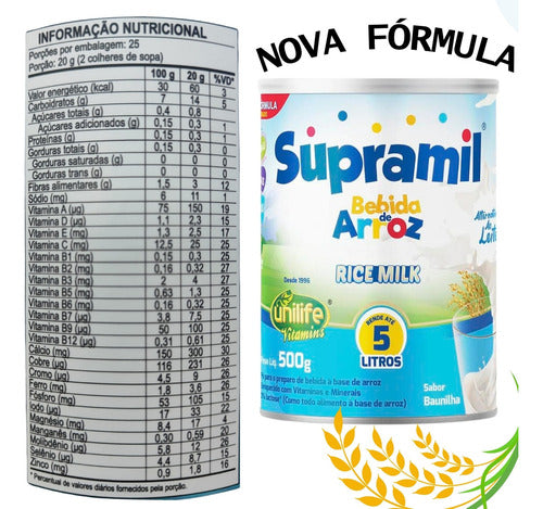 Bebida De Arroz Rice Milk Kids Unilife Sem Lactose 500g Sabor Baunilha
