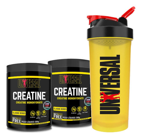 Suplemento Em Pó Creatina Universal Nutrition Aminoácidos Creatina Monohydrate Pote De 200ml + Coqueteleira Universal