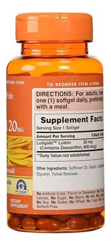 Puritan's Pride Luteína 20 Mg Com Zeaxantina 120 Softgels