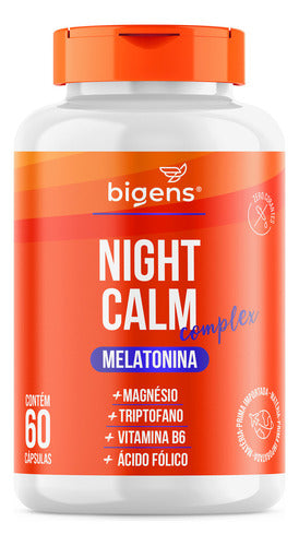 Night Calm Complex Melatonina, Triptofano, Mag 60cps Bigens Sabor Neutro