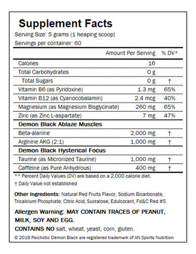 Suplemento Em Pó Demons Lab Psichotic Black Pré Treino Sabor Fruit Punch Em Pote De 300ml