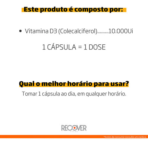 Vitamina D3 10.000ui - 60 Cápsulas Sabor Natural