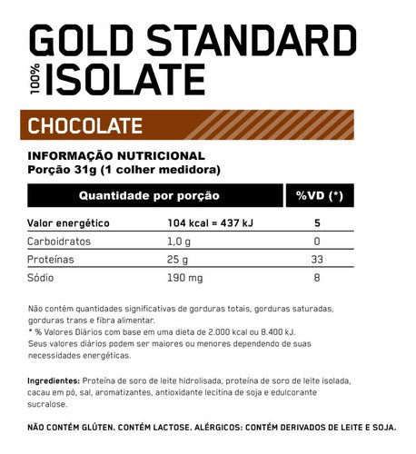 Whey Gold Isolate Chocolate 2.36kg Optimum Nutrition