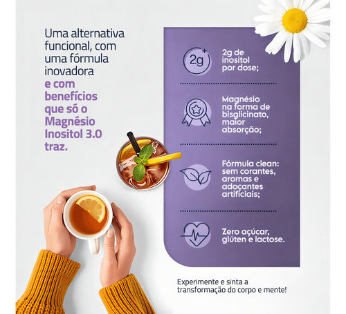True Magnesio + Inositol + Melatonina 3.0 350g - True Source Sabor Camomila Laranja E Lavanda