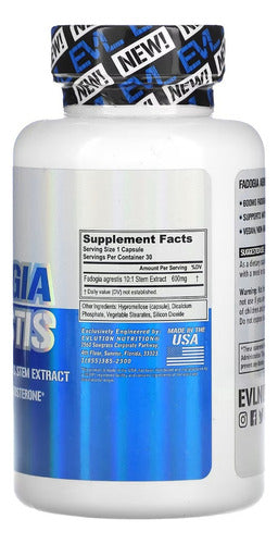 Evl Fadogia Agrestis Concentrado Puro, 600 Mg 30cáps Imp Eua Sabor Sem Sabor