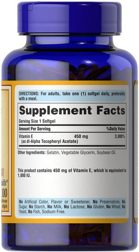 Vitamina E 450mg 1000 Ui 100 Cápsulas Puritans Pride