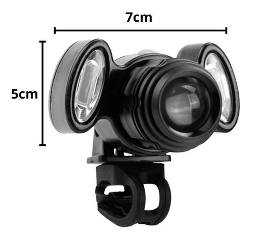 Farol Bike Bicicleta T6 3 Focos E Zoom- Recarregável