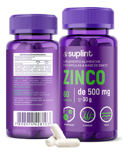 Suplemento Alimentar De Zinco 30 Mg 60 Cápsulas - Suplint Sabor Sem Sabor