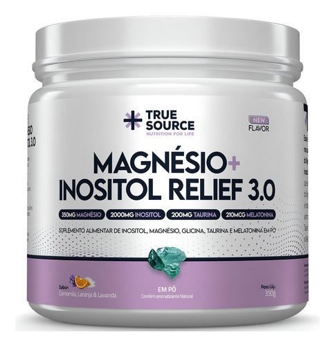 True Magnesio + Inositol + Melatonina 3.0 350g - True Source Sabor Camomila Laranja E Lavanda