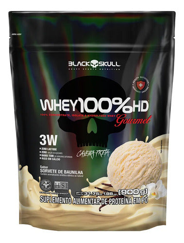 Whey 100% Hd 900g Refil Gourmet - Black Skull Sabor Baunilha