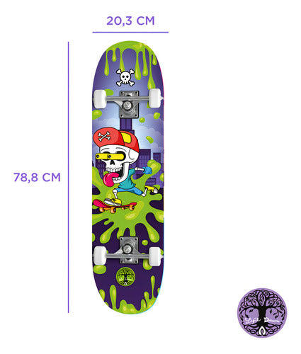 Skate Infantil Iniciante Montado Completo Iniciante 70kg Colorido Skull Life Dreams