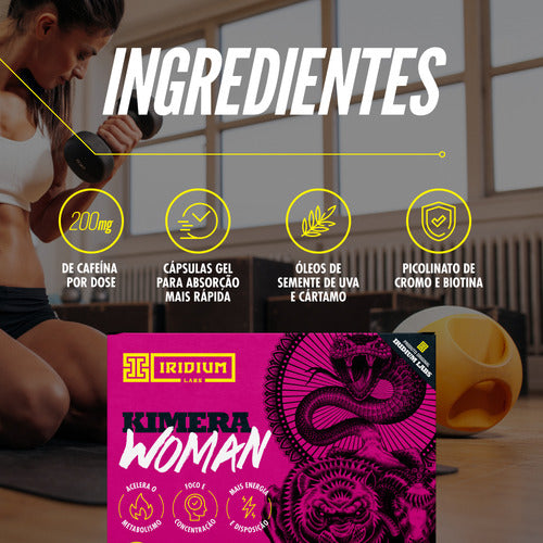 Kimera Woman 60 Caps Termogênico Feminino Iridium Labs Sabor Sem sabor