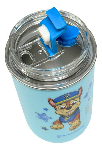 Copo Inox C/ Canudo E Tampa 300ml Patrulha Canina Chase - Zc